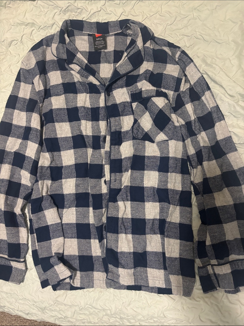 Hanes Plaid Flannel Button-Front Jacket - Navy & White
